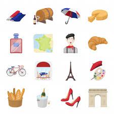Dibujos animados de país francia establece icono. ilustración de viajes en  parís. conjunto de dibujos animados aislado icono país francia. | Vector  Premium